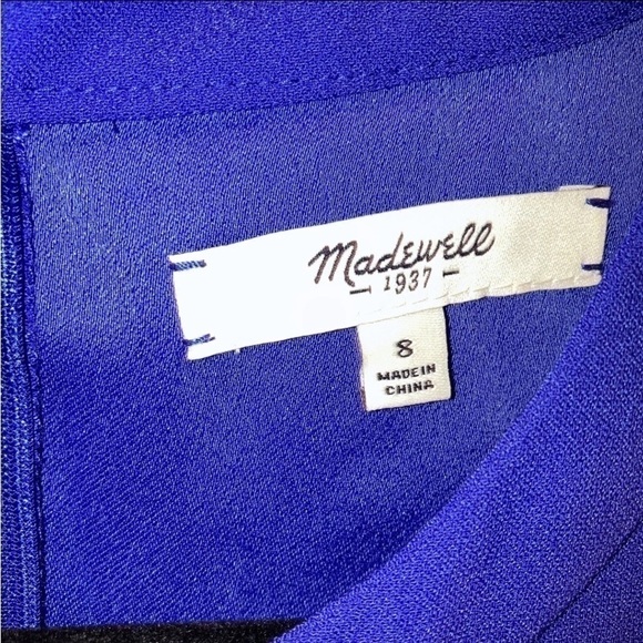 madewell Royal Blue Carrier Sleeveless Pleated Front Dress Size 8 with pockets - Picture 5 of 5